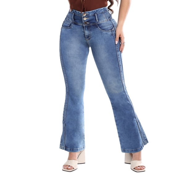 Jeans Savi Jeans Boot Cut Azul N4718C Tiro Medio para Mujer
