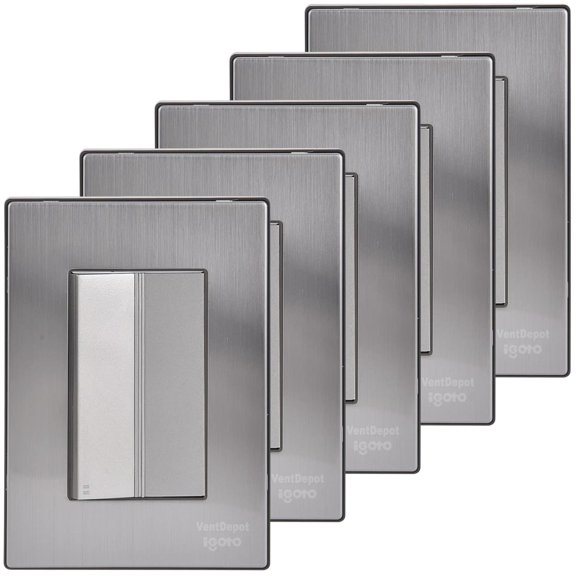 Interruptores Escalera Grandes Inoxium1ESilver 5Pzas Apagador Escalera 125-250VCA 10A 50/60Hz Plateado Acero Inoxidable/