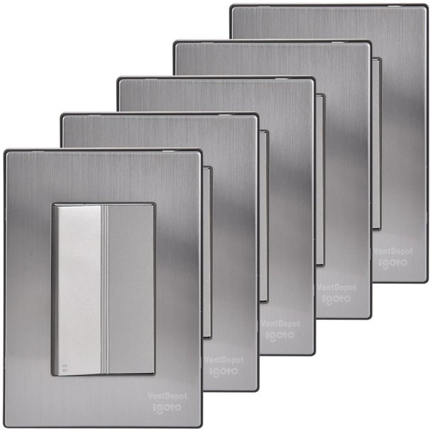 Interruptores Escalera Grandes Inoxium1ESilver 5Pzas Apagador Escalera 125-250VCA 10A 50/60Hz Plateado Acero Inoxidable/