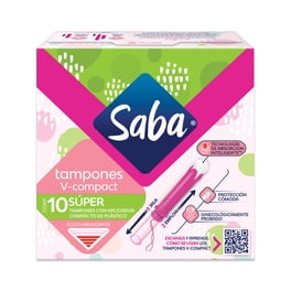 Tampones Saba V-Compact Súper con Aplicador Compacto 10 Piezas