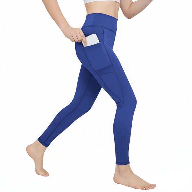 Amzcrzy Leggings Yoga Niñas 4 A 13 Años Cintura Alta Deportivos Cómodos Elásticos Control Abdomen Suaves Tacto Agradable Con Bolsillos Correr Ejercicio Azul