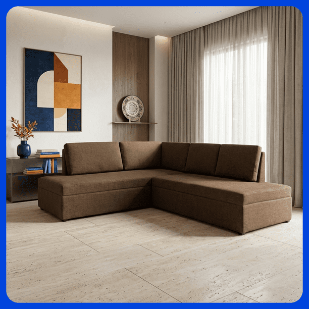 Sillón Sala Leon Esquinera En L 2 Piezas 5 Plazas Linato Armada Azul