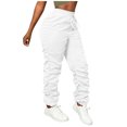 thumbnail image 1 of Amzcrzy Pantalones Cargo Mujer Color Liso Ligeros Senderismo Detalle Fruncido Cintura Elástica Cordón Cómodos Jogging Tallas S-2XL Blanco, 1 of 7