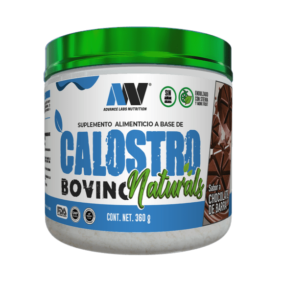 Calostro Bovino en Polvo Advance Labs Naturals Stevia y Monk Fruit Chocolate de Barra 60 Serv 360g