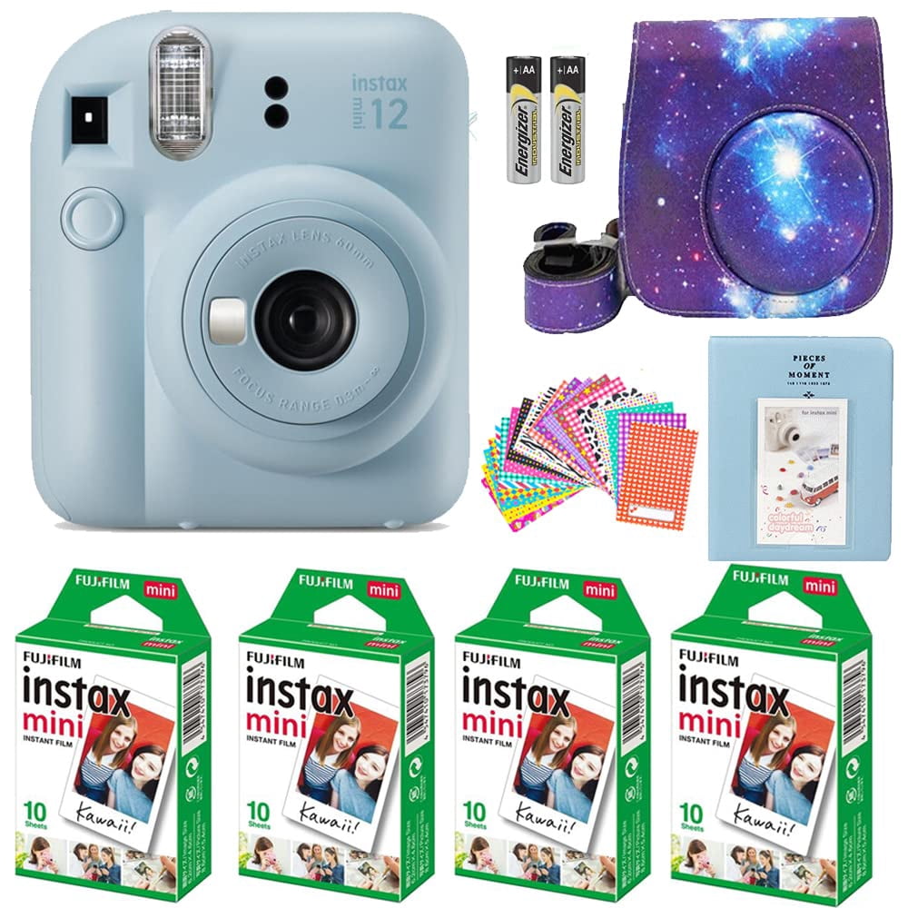 Cámara Fujifilm Instax Mini 12 azul pastel con película de 40 hojas