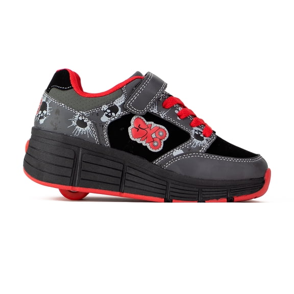Tenis Patín Skate Speed Rollers Rojo y Negro Con Rueda Retráctil Para Niño