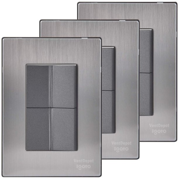 Apagador Doble Inoxium2AOxford 3Pzas Apagadorx2 125-250VCA 10A 50/60Hz Plateado/Oxford Acero Inoxidable/PC.
