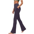 thumbnail image 1 of Amzcrzy Leggings Acampanados Mujer S-2XL - Yoga, Cintura Alta Sin Costura Delantera, Muy Elásticos Cómodos, Color Liso, Bolsillos Azul, 1 of 6