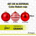 thumbnail image 2 of Esferas para árbol de navidad Artego grandes de 10 cm de diámetro paq 16 esferas  Rojo * Línea Glitter 3 acabados glitter, mate y cromada, para colgar Christmas ornaments, 2 of 7