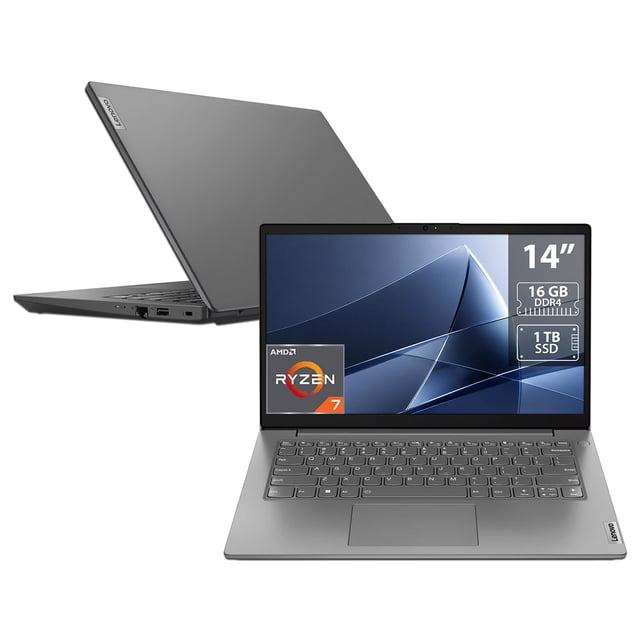 Laptop Lenovo V14 Gen 4: Ryzen 7 7730U, Memoria de 16GB DDR4, SSD de 1TB, Pantalla de 14" LED Full HD (1920 x 1080), Radeon Graphics, S.O. Windows 11 Pro.