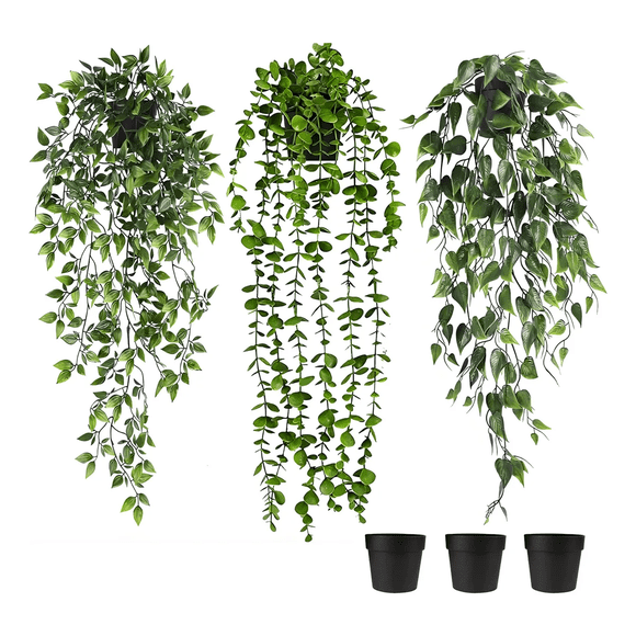 Plantas Artificiales Colgantes Decorativa Con Macetas Estilo 2 Xtellar verde