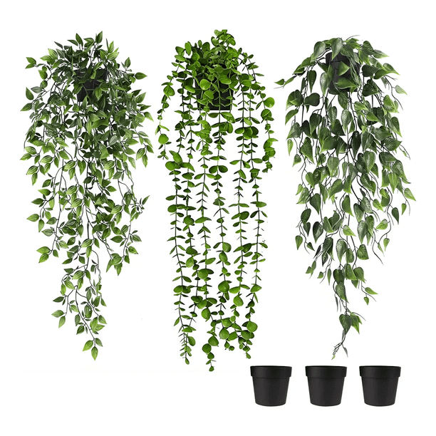 Plantas Artificiales Colgantes Decorativa Con Macetas Estilo 2 Xtellar verde