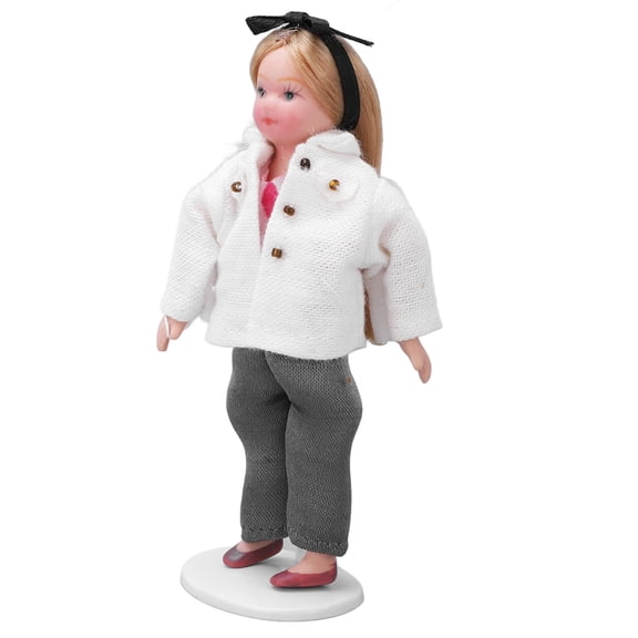 M Buder 1:12 Escala Casa de Muñecas Miniatura Niña de Porcelana con Extremidades Articuladas, Figura Coleccionable de Cerámica Decorativa, 12 cm / 4.7 inches