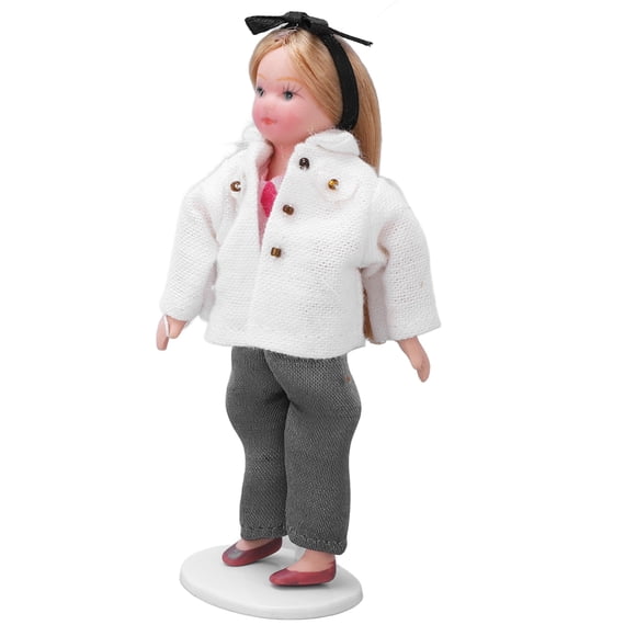 M Buder 1:12 Escala Casa de Muñecas Miniatura Niña de Porcelana con Extremidades Articuladas, Figura Coleccionable de Cerámica Decorativa, 12 cm / 4.7 inches