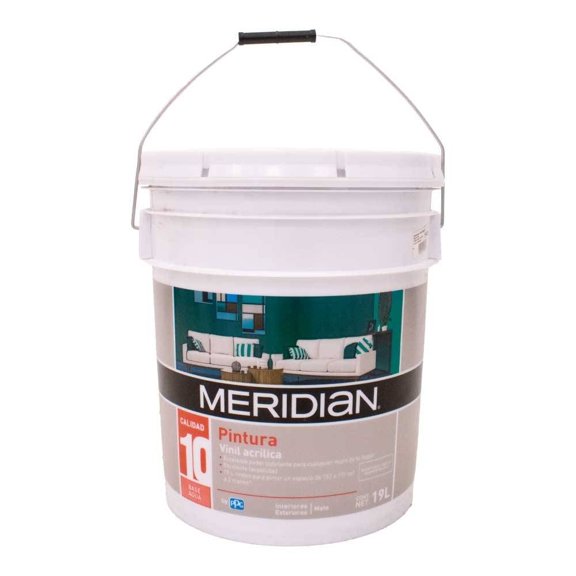 Pintura Meridian Vinil Acrílica Mate Interiores Exteriores 19 Litros