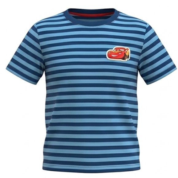 Playera Cars Niño, Manga Corta Rayas, Marino-Azul Talla 12