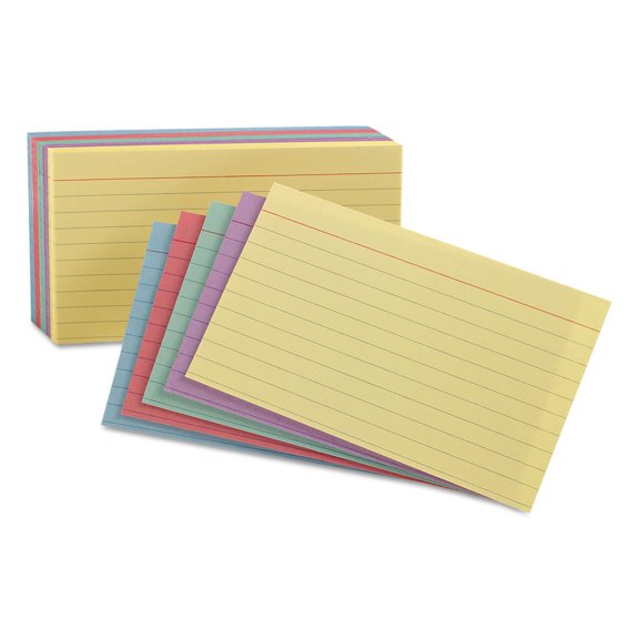 Fichas Oxford, paquete de 100 unidades, colores surtidos, 5 x 8, rayadas