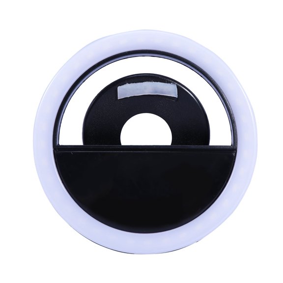 LED de enganche Selfie Ring Light USB recargable Selfie 3 modos Luz de cámara LED para teléfonos inteligentes Teléfonos con cámara fotográfica (negro)