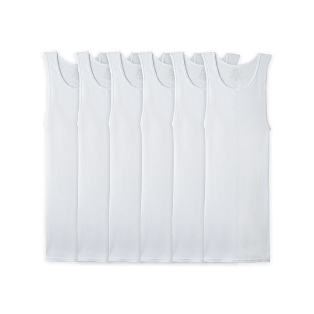 Camiseta Atlética Interior Fruit Of The Loom para Hombre Sin Mangas Blanca 6 Piezas Talla EG