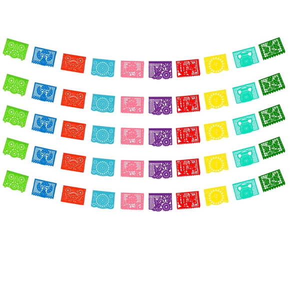 Papel picado artesanal DECORAMEC PAPEL PICADO guirnaldas 5 tiras 5 metros