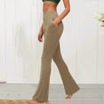 thumbnail image 2 of Amzcrzy Leggings Acampanados Mujer S-2XL - Yoga, Cintura Alta Sin Costura Delantera, Muy Elásticos Cómodos, Color Liso, Bolsillos Marrón, 2 of 6