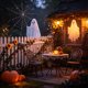 thumbnail image 5 of Guirnalda de hojas de arce artificiales negras con calabaza de ratán y bayas para decoración de chimenea y ventana de Halloween, 5 of 6