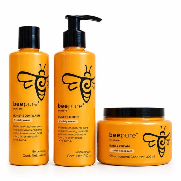 KIT DE RUTINA CORPORAL BEEPURE 3 PASOS MIEL Y AVENA