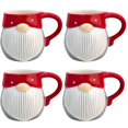 thumbnail image 1 of Juego de 4 Tazas Cerámica Diseño Relieve Gnomo Nórdico Minimalista Navideño para Bebidas Calientes, Capacidad 400 ml, 1 of 11