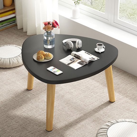 Mesa triangular curva de madera para sala de estar, mesa de centro triangular curva, mesa de té para balcón, mesa de piso para dormitorio, mesa de alféizar concisa, muebles Anthropologie, decoración d