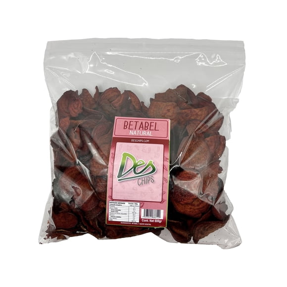 500 gr de Chips Botana de Vegetales Horneados Deshidratados, Libres de Gluten, Veganas de 500 gr - Sabor Betabel Natural