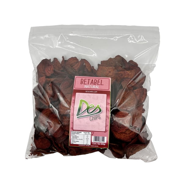 500 gr de Chips Botana de Vegetales Horneados Deshidratados, Libres de Gluten, Veganas de 500 gr - Sabor Betabel Natural
