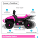 thumbnail image 2 of Cuatrimoto Eléctrica Montable TEK-188L para Niños 3-6 Años Bluetooth Luces LED Música 4 Ruedas Soporta 25 kg Rosa, 2 of 6