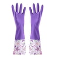 thumbnail image 1 of MTBLYS Guantes de limpieza con puños florales | Guantes largos de terciopelo de goma para uso doméstico | Agarre antideslizante para lavar platos y ropa, 1 of 5