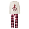 thumbnail image 1 of Conjunto de pijama navideño familiar a juego, camisetas de manga larga con estampado de árbol de Navidad y pantalones a cuadros. Ropa de dormir navideña., 1 of 9
