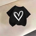 thumbnail image 2 of Camisetas Gráficas para Niñas - Camisetas Casuales con Estampado de Corazón, Cuello Redondo, Manga Corta, Camisas para la Escuela, Tops de Verano, Negro, 10 Años, 2 of 5