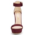 thumbnail image 3 of Sandalias de Plataforma con Correa de Tobillo de Tacón Alto de Mujer Allegra K Borgoña 37, 3 of 7