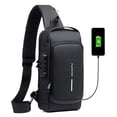 thumbnail image 1 of Mochila Bolso bandolera para hombre con candado, bolso de pecho antirrobo impermeable con puerto de, 1 of 7