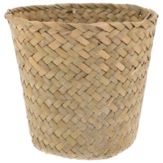 Cesto de basura tejido de paja natural Cesto de basura tejido Cesto de basura para sala de estar