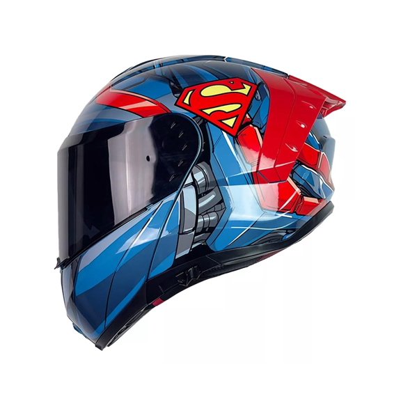 Casco Abatible De Moto Kov Snow Superman 2.0 Azul Dot