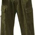 thumbnail image 5 of Amzcrzy Mens Linen Pants Comfortable Elastic Waist Drawstring Trousers for Men Summer Casual Relaxed Fit Beach Yoga Pants Lightweight Baggy Wide Leg Pants for Men with Flag Label S-3XL Verde, 5 of 5
