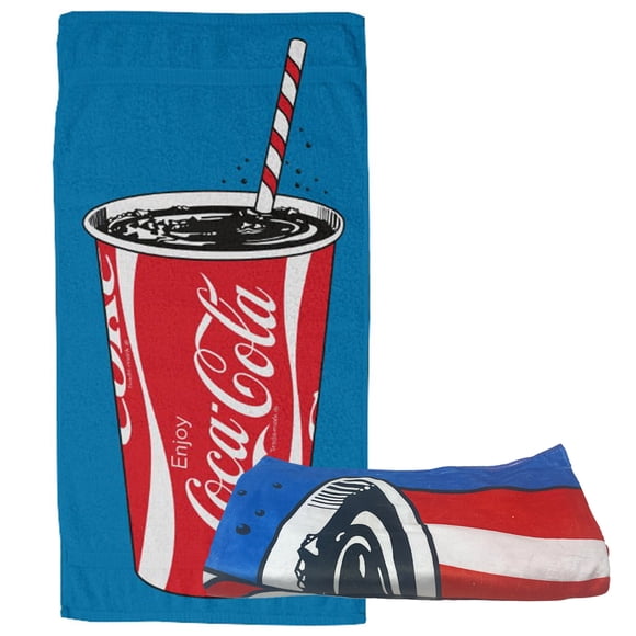 TOALLA COCA COLA AZUL VASO