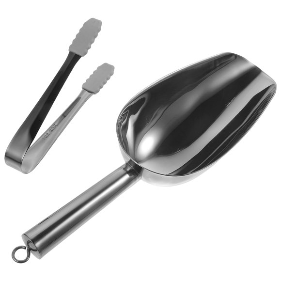 BRIGHTFUFU 1 juego de pala de hielo portátil, pala de hielo de acero inoxidable, pinzas para hielo, cuchara para dulces, cuchara para harina de cocina
