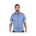 thumbnail image 1 of Camisa Manga Corta Azul Jaspe Slim Fit Con Bolsa Semi Oculta Para Hombre, 1 of 4