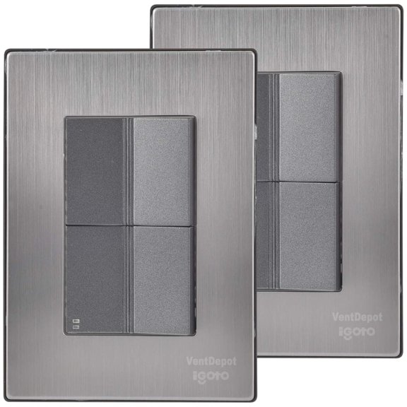 Placa Apagador de Pared Inoxium1A1EOxford 2Pzas Apagador/Apagador Escalera 125-250VCA 10A 50/60Hz Plateado/Oxford Acero