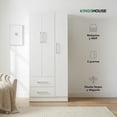 thumbnail image 2 of Ropero Closet Armario de Madera con Cajones, Entrepaños y 3 Puertas, Almacenamiento de Ropa blanco, 2 of 7