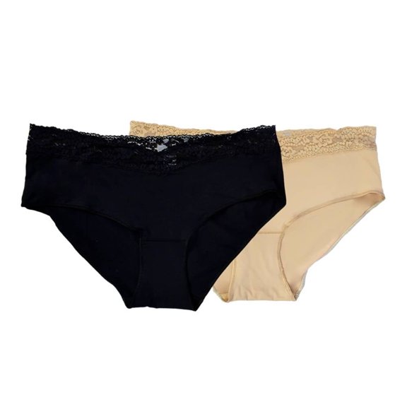 Pantaleta Ilusión para Mujer, Liso con Encaje Multicolor 2 Piezas Talla M