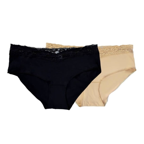 Pantaleta Ilusión para Mujer, Liso con Encaje Multicolor 2 Piezas Talla M