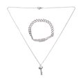 thumbnail image 3 of KAKOWELY Cadena de mano con cierre concéntrico de acero de titanio para mujer, joyería masculina (plata), 3 of 5