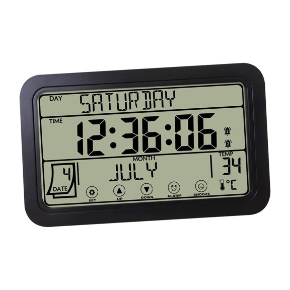 Reloj de pared digital, relojes de pared, pantalla de temperatura y humedad, silencioso, grande negro