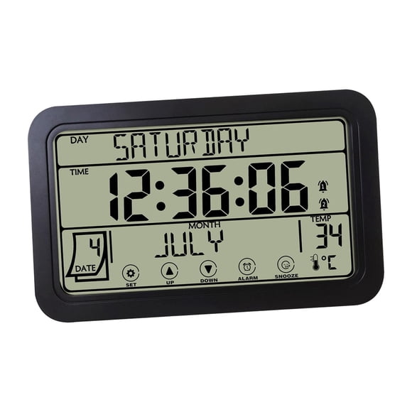 Reloj de pared digital, relojes de pared, pantalla de temperatura y humedad, silencioso, grande negro